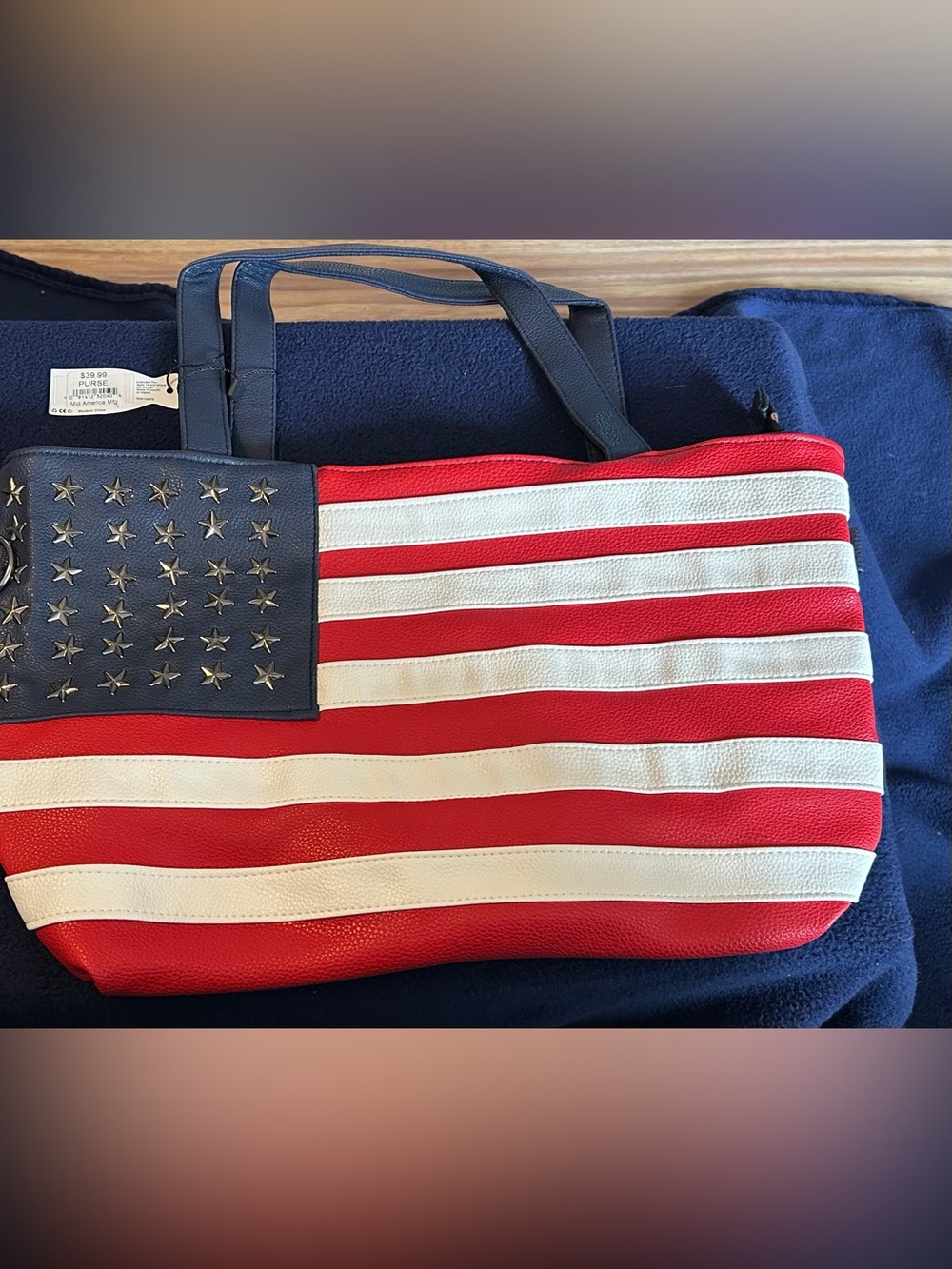 Femina American Flag Tote Bag NWT Red White Blue Patriotic Shoulder Purse - Picture 8 of 13